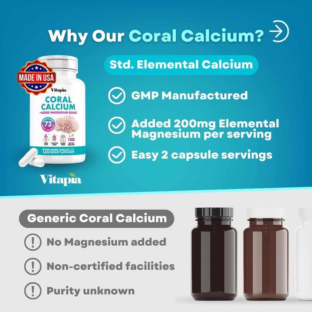 Vitapia Coral Calcium Powder & Magnesium Capsules - 120 Vegetarian Capsules - image 5