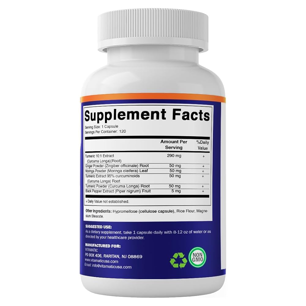 Vitamatic Turmeric Curcumin with Black Pepper, Ginger & Moringa - image 9
