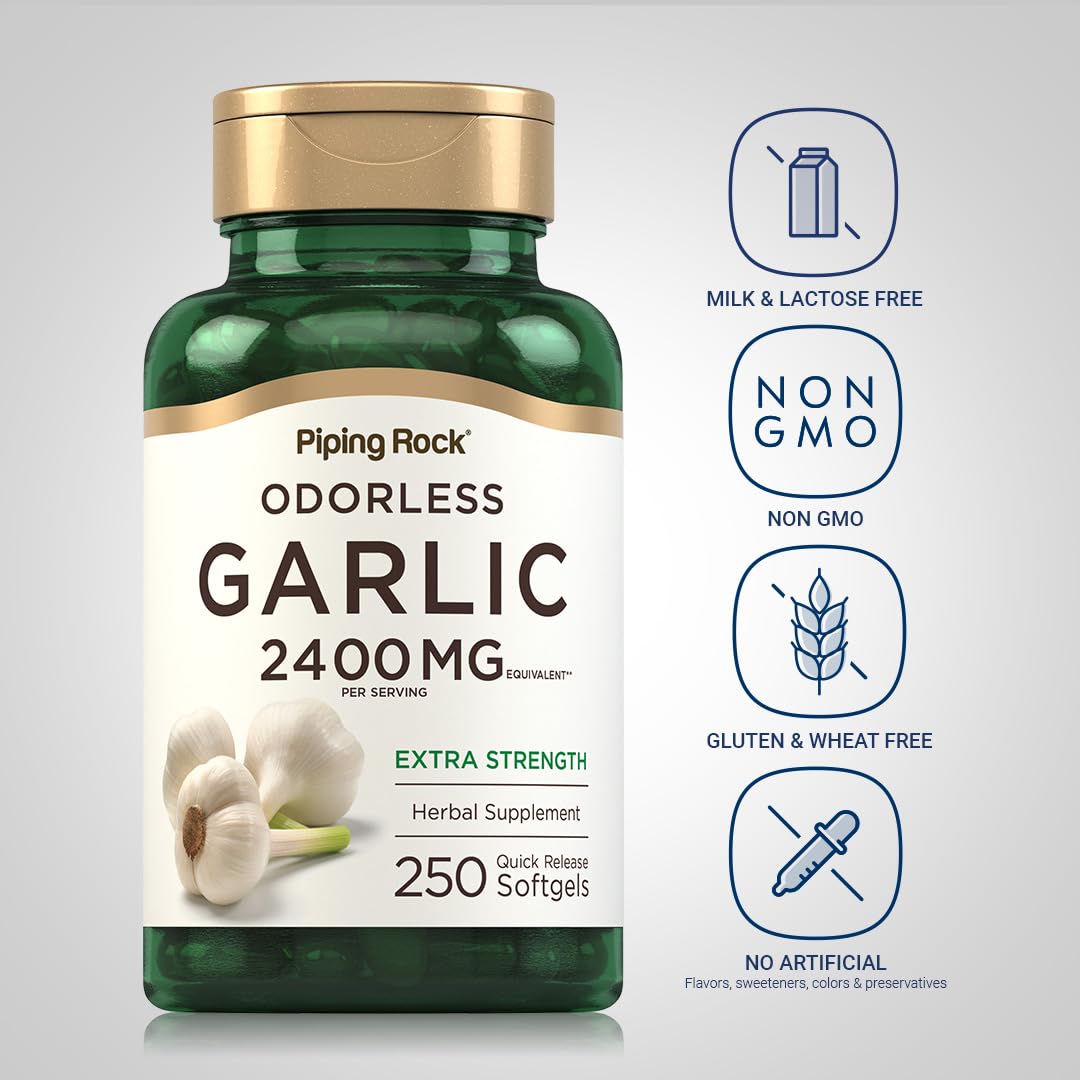 Piping Rock Odorless Garlic Softgels - 250 Count - image 3