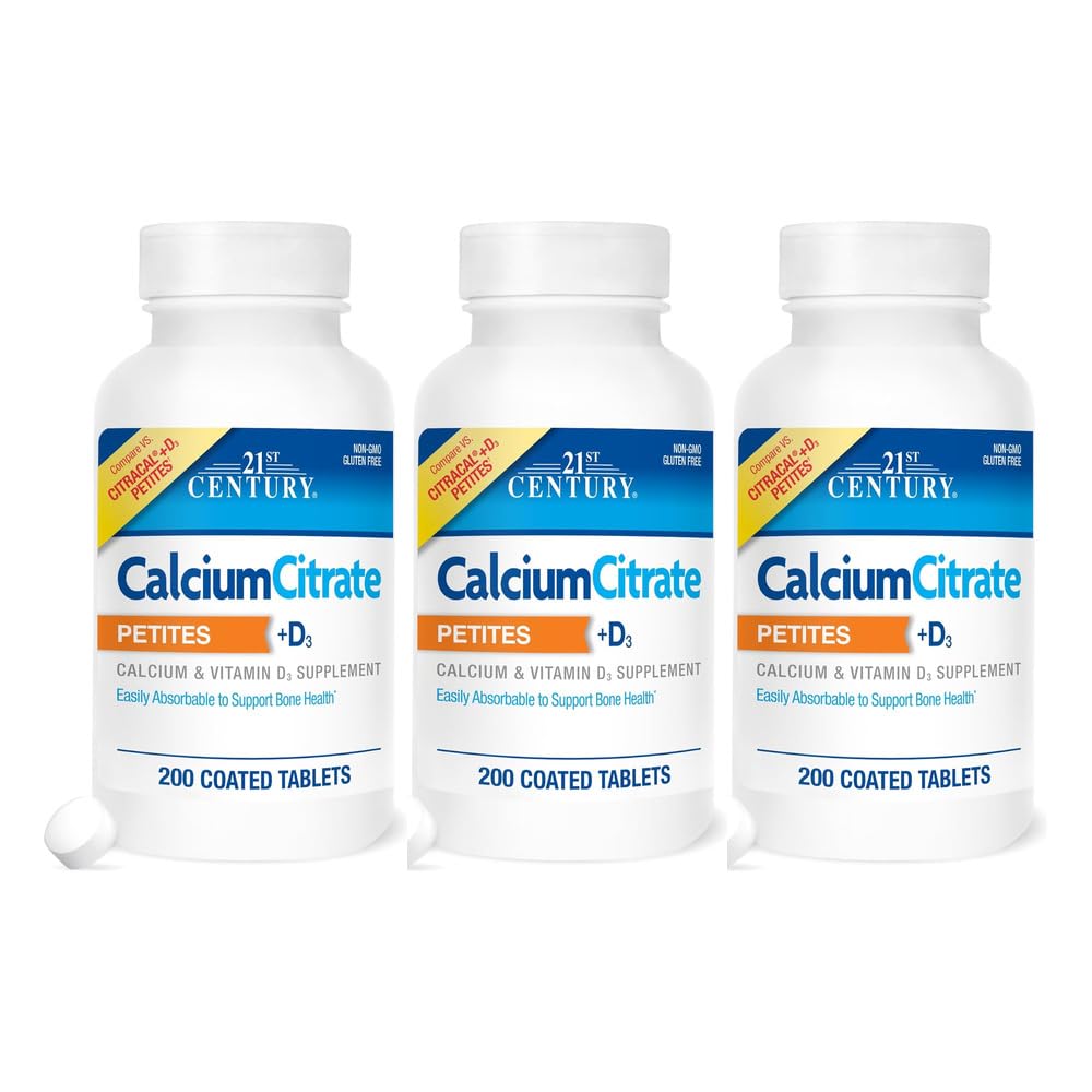 21st Century Calcium Citrate Petites + D3 Coated Tablets - 600 Tablets