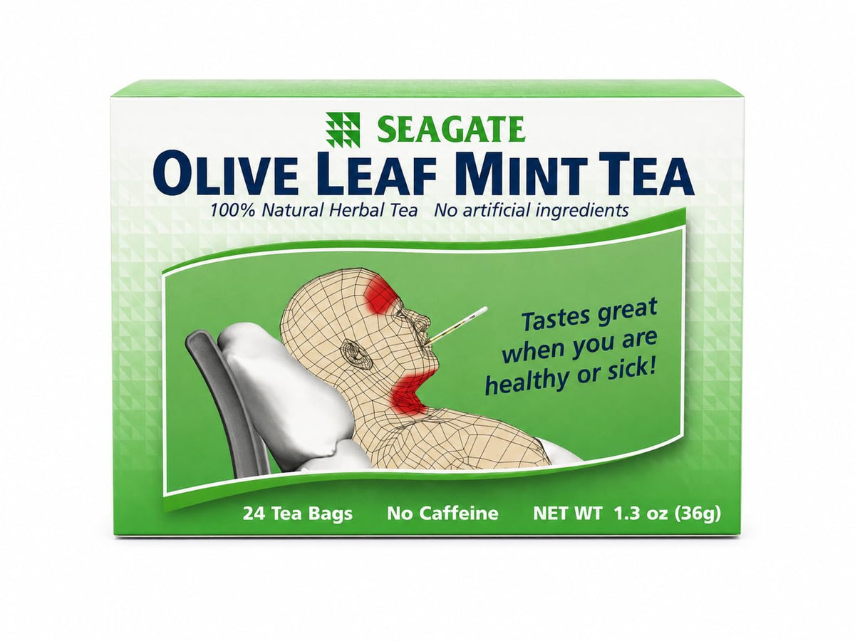 Seagate Products Olive Leaf Herbal Mint Tea 24 Count