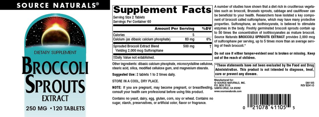 Source Naturals Broccoli Sprouts Extract 250 mg - 120 Tablets - image 5