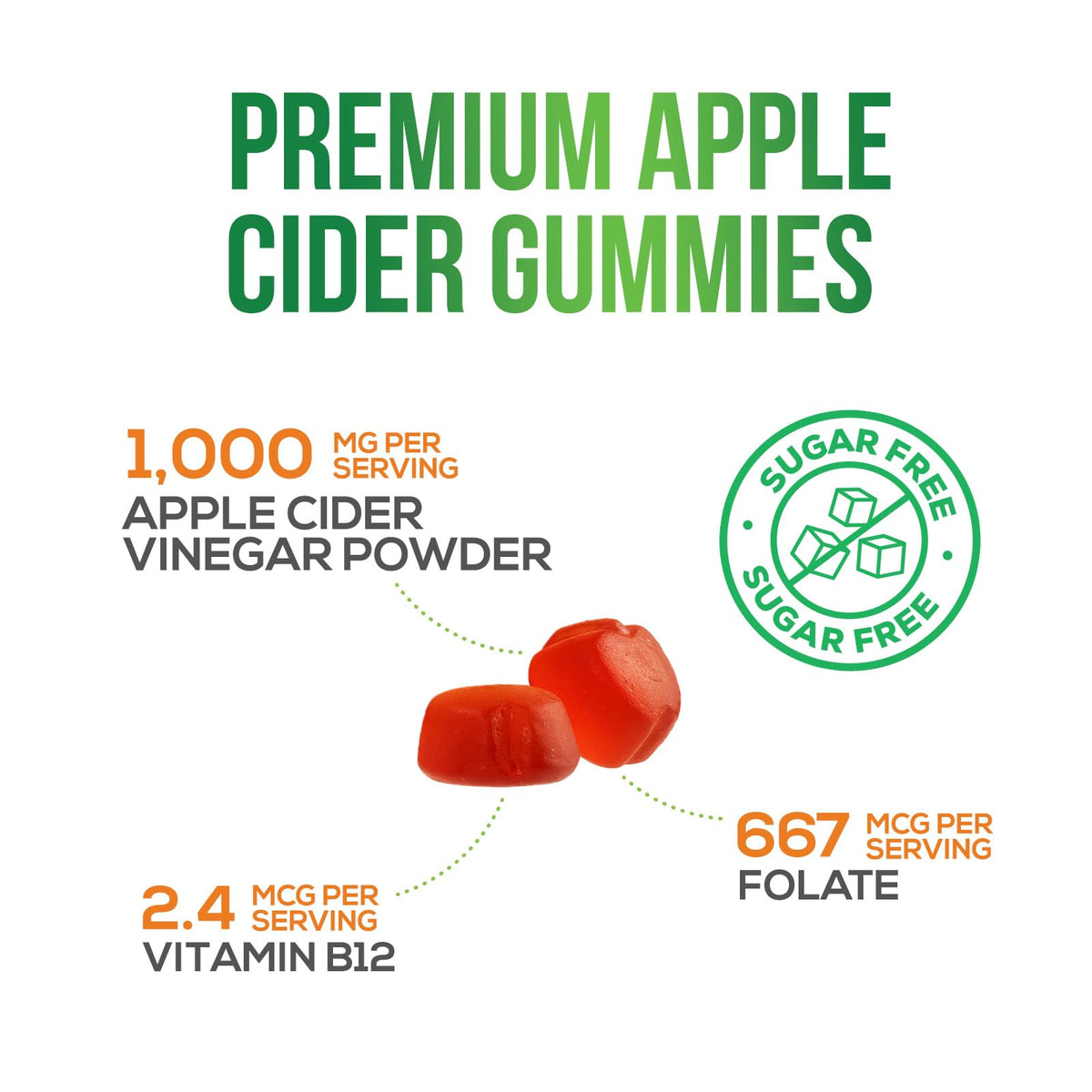 Health Nutrition Naturals Apple Cider Vinegar Gummies Zero Sugar