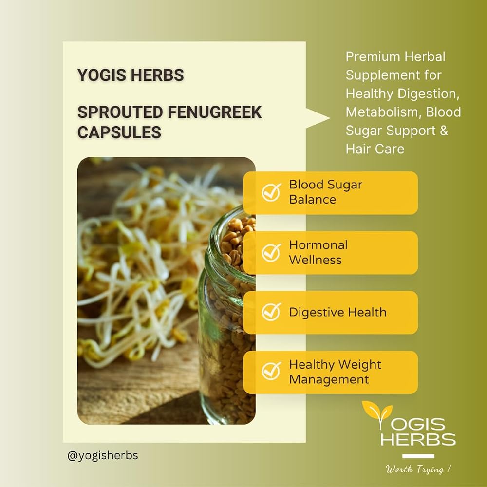 YOGIS HERBS Sprouted Fenugreek Capsules - 90 Vegetarian Capsules - image 5