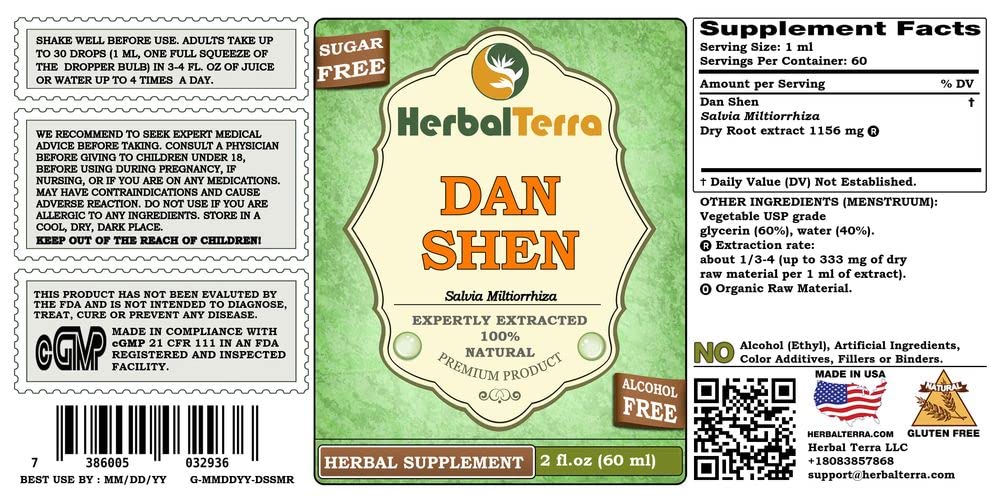 Herbal Terra LLC Dan Shen, Salvia (Salvia Miltiorrhiza) Tincture