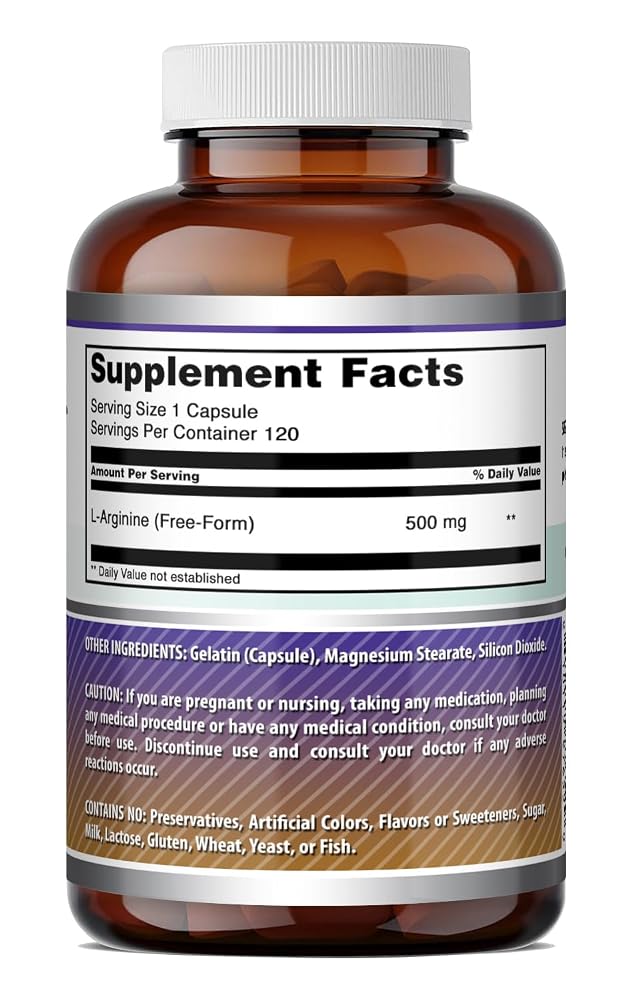Amazing Nutrition L-Arginine 500 mg Amino Acid - 120 Capsules - image 6