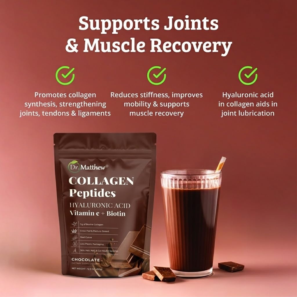 Dr. Matthew Chocolate Collagen Powder with Hyaluronic Acid - 15.9 oz - image 3