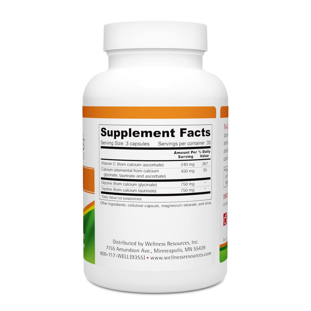 Wellness Resources Tri-Cal Taurine Glycine Calcium Sleep - 100 Capsules - image 2