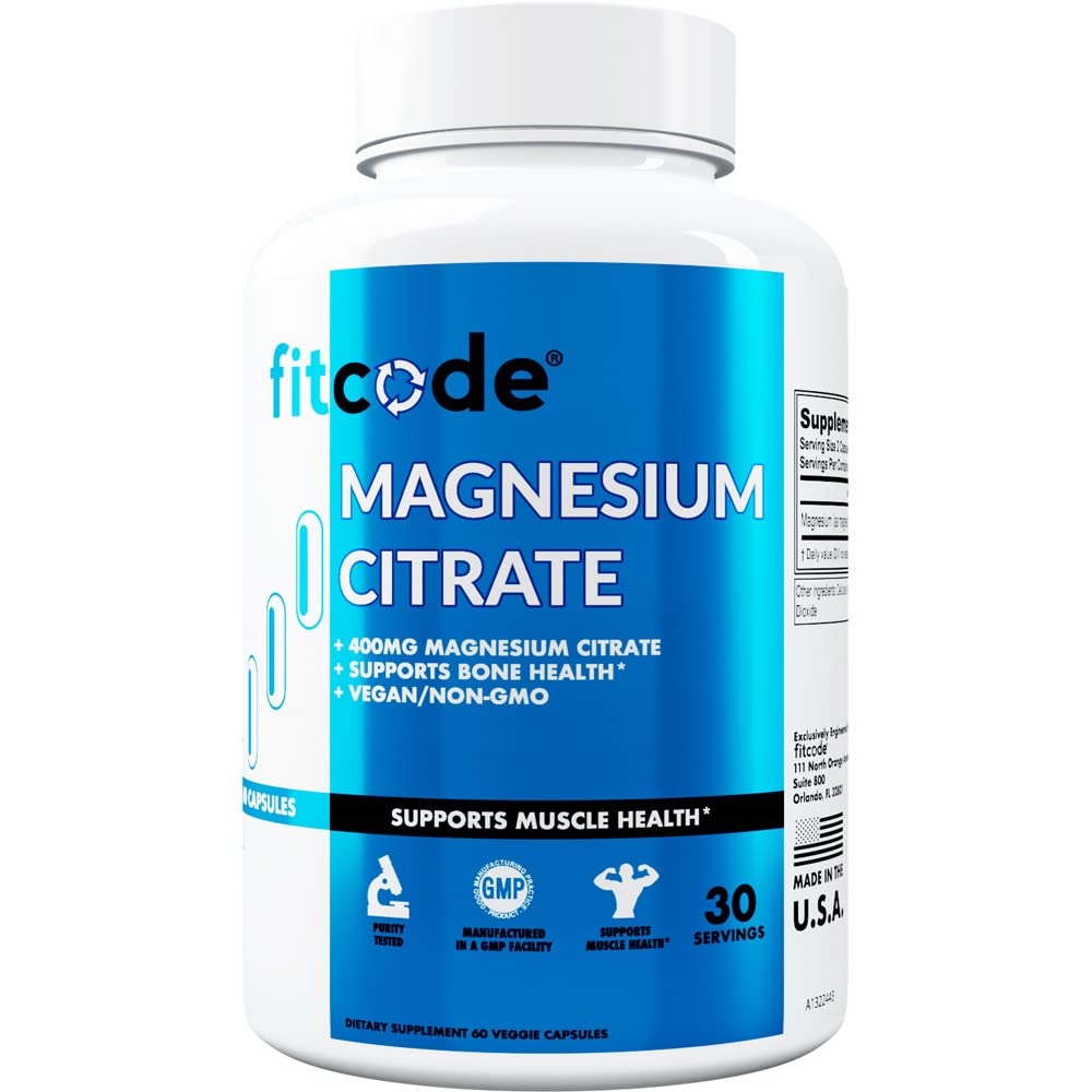 Fitcode Magnesium Citrate 400mg Capsules - 60 Vegetarian Capsules