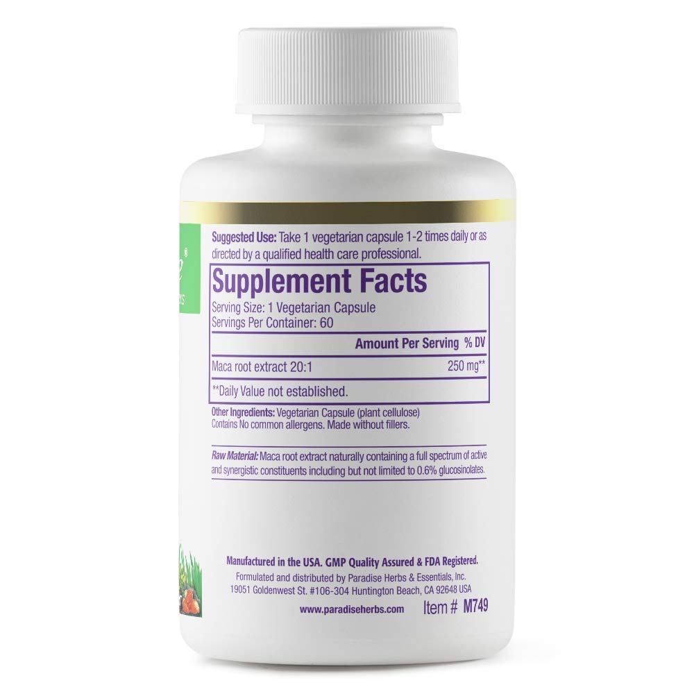 Paradise Herbs Maca Root Extract Vegan - 60 Vegetarian Capsules - image 2