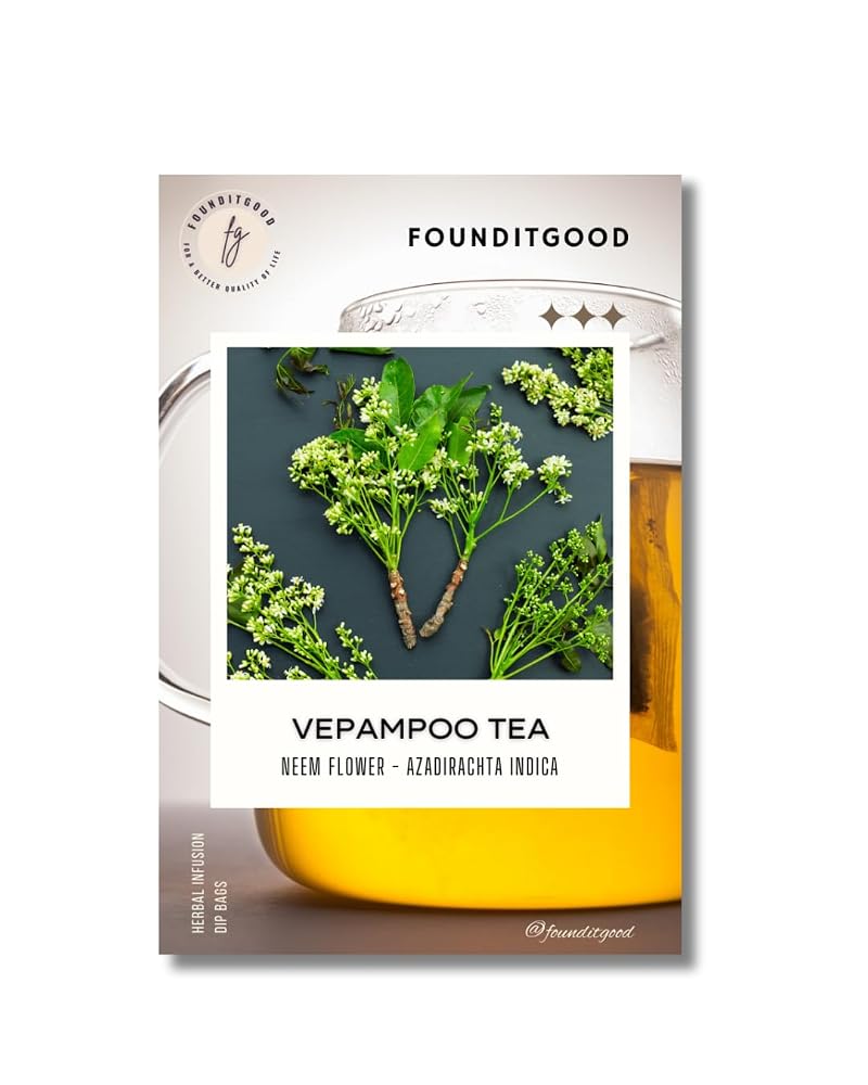FounditGood Vepam Poo Tea Neem Flower Herbal Infusion - 60 Tea Bags