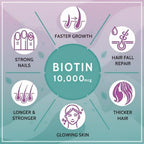 Generic Forte Biotin 10000mcg for Hair Growth, Skin & Nails - 60 Tablets - image 2