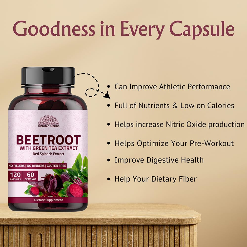 Hebhac Herbs Beetroot Powder Capsules 1000 mg - 120 Capsules - image 5