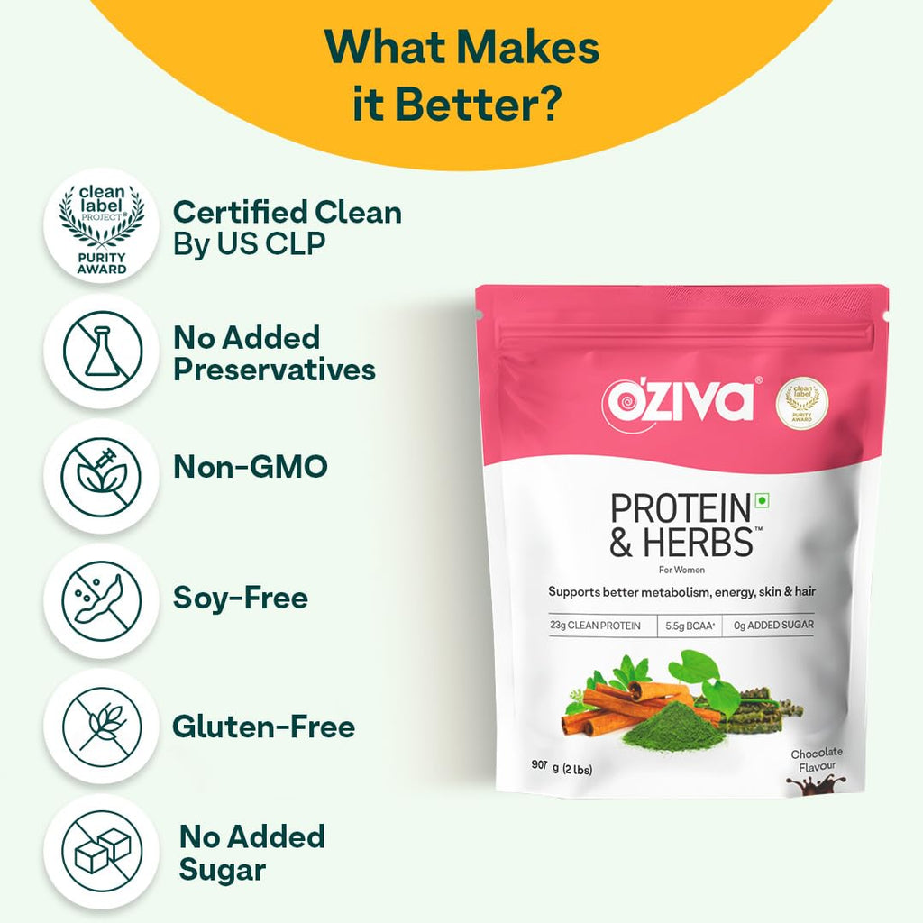 OZIVA Protein & Herbs for Women Chocolate - 907g - image 4
