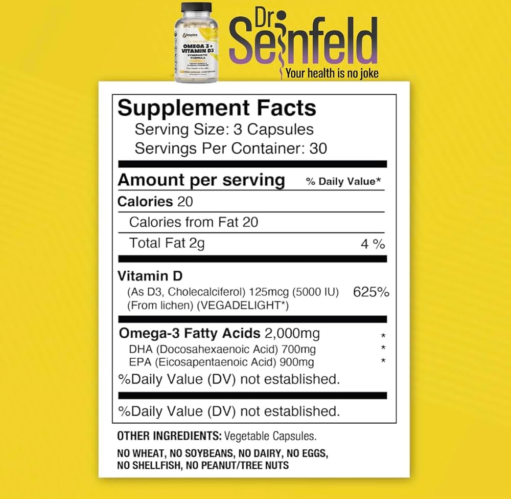 GINSPIRE NUTRITION Dr. Seinfeld Vegan Algae Omega-3 & D3 - 90 Capsules - image 7
