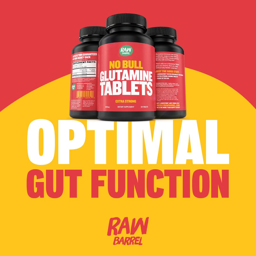 Raw Barrel L-Glutamine Tablets Amino Acid Supplement - 120 Pills - image 2