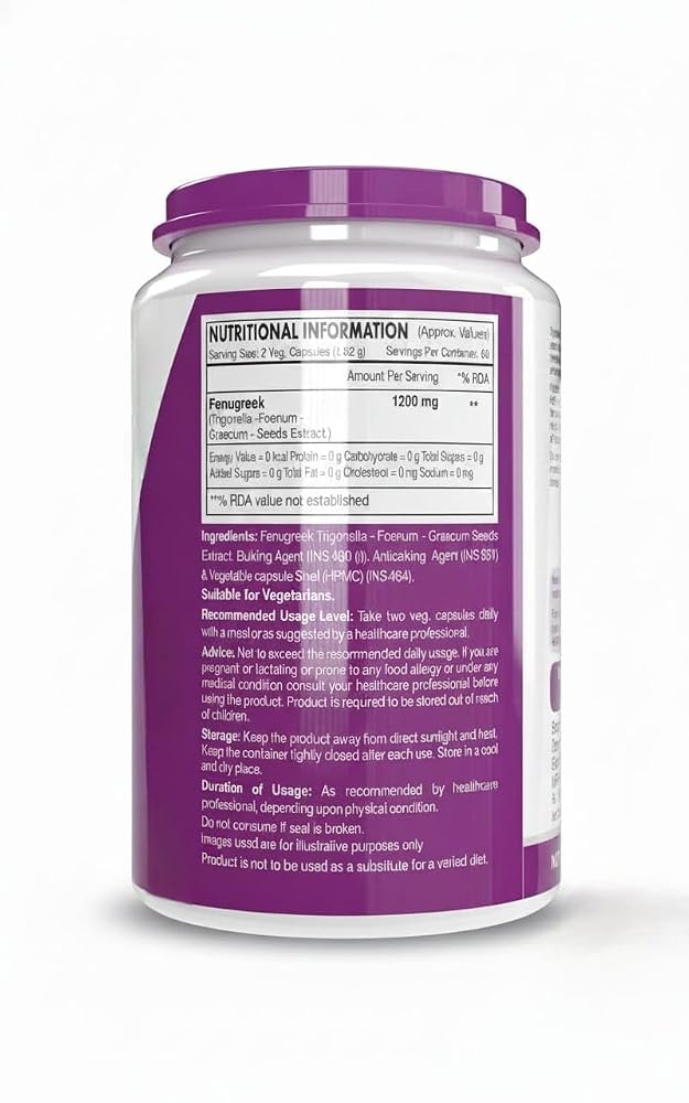 Generic Fenugreek Seed Extract Supplement - 120 Vegetarian Capsules - image 2