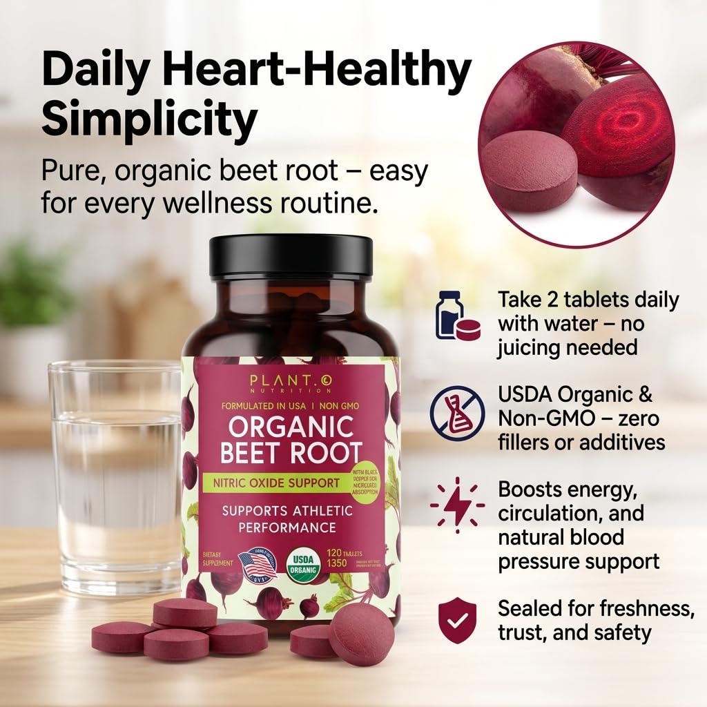 PLANT.O NUTRITION Organic Beet Root Capsules 1350mg - 120 Tablets - image 10