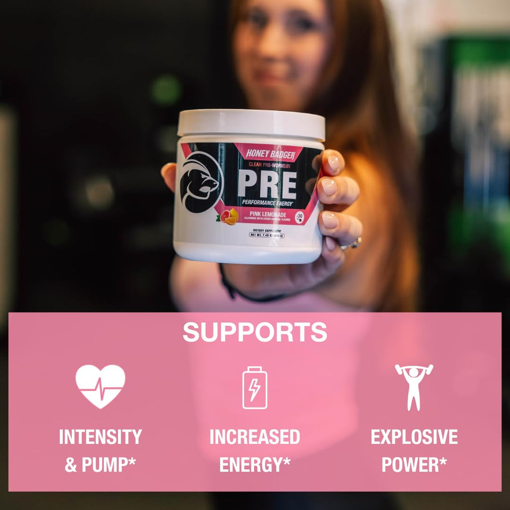 Honey Badger Pre Workout Powder Pink Lemonade - 30 Servings - image 3