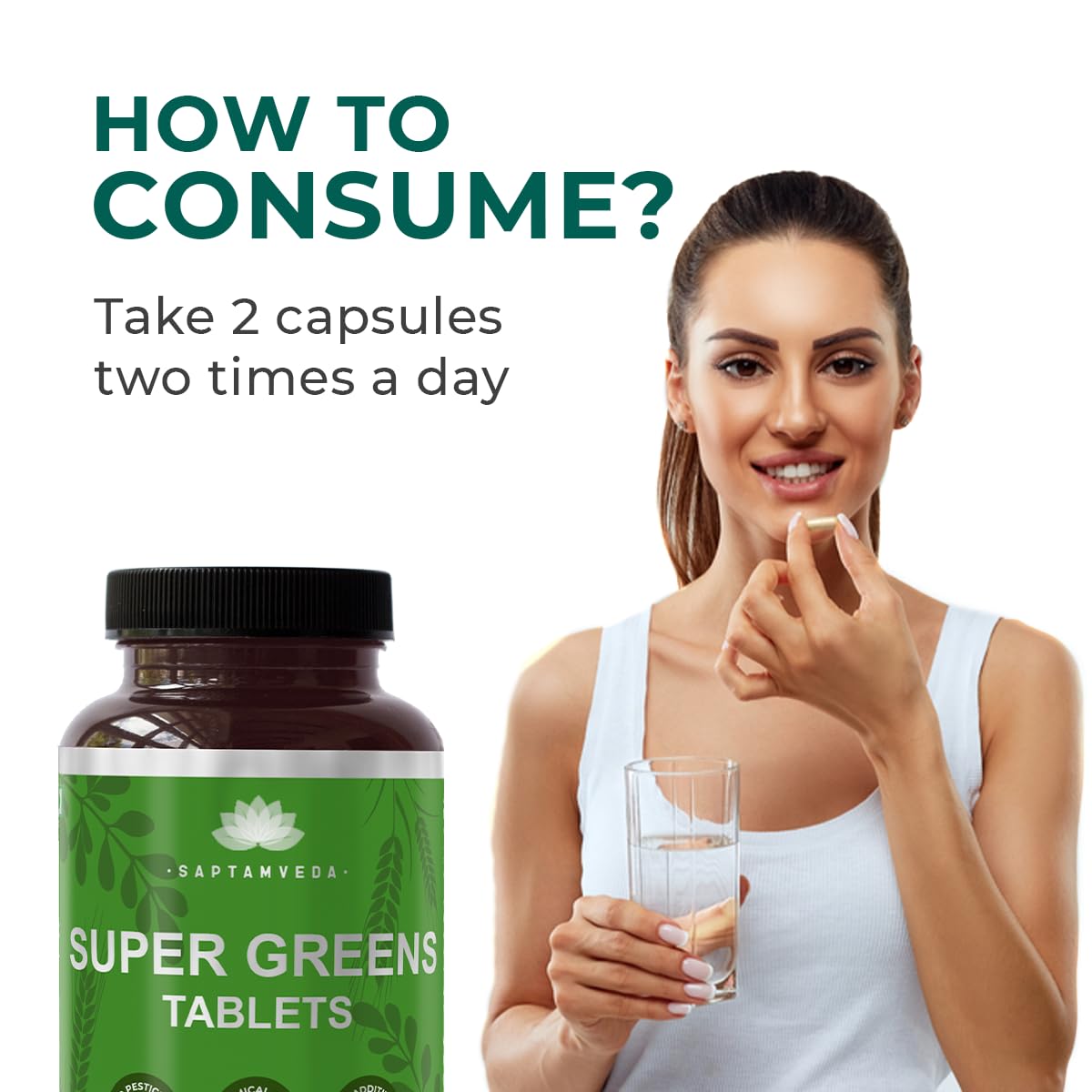 SAPTAMVEDA Natural Supergreen Multivitamin - 120 Tablets - image 4