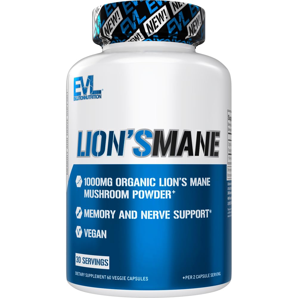 Evlution Organic Lion's Mane Mushroom Supplement - 60 Capsules