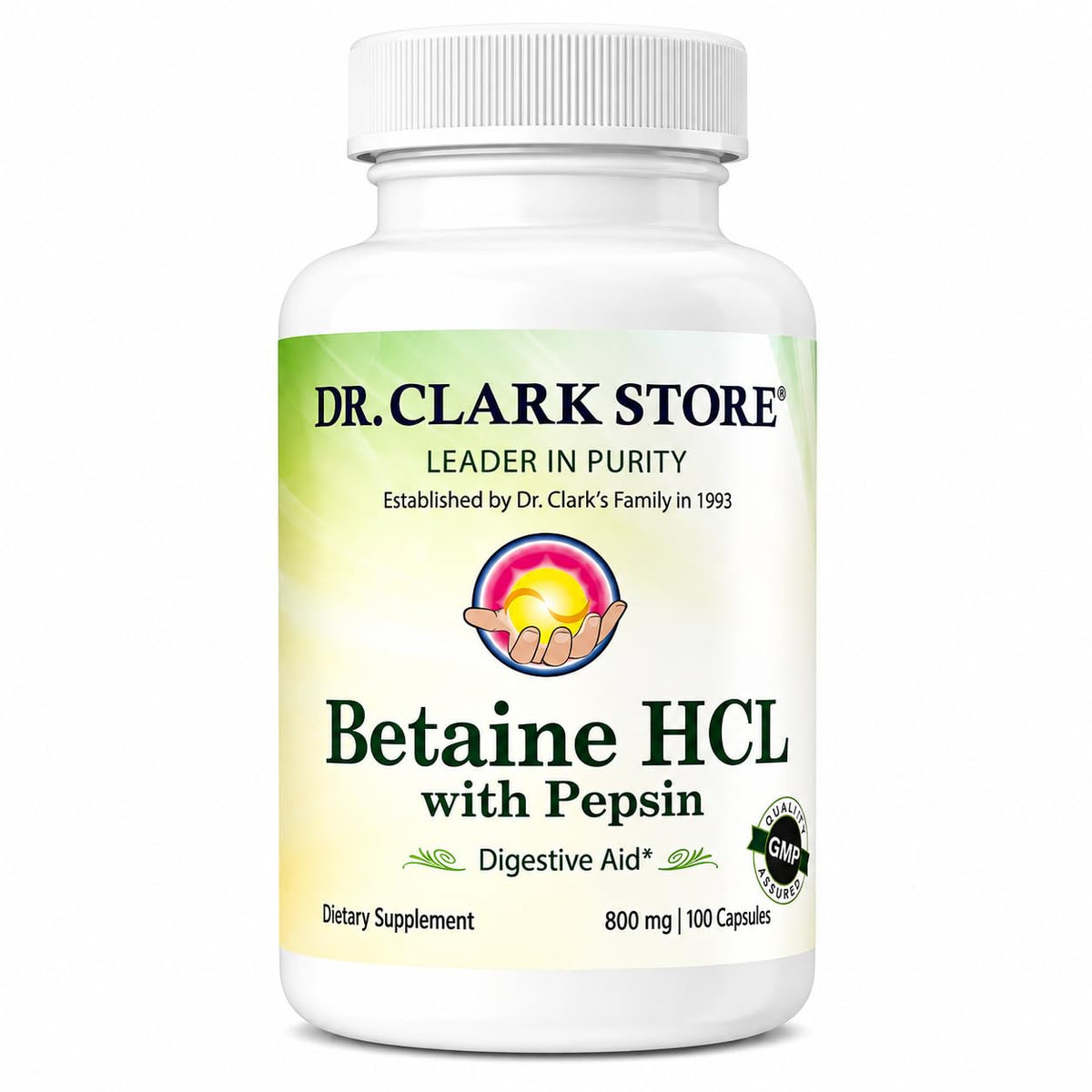 Dr Clark Betaine HCL Supplement with Pepsin 800mg - 100 Capsules