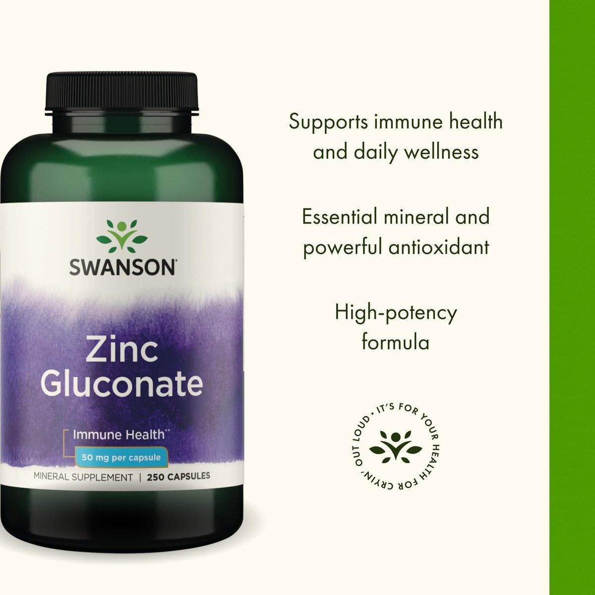 Swanson Zinc Gluconate 50 mg Immune Support - 500 Capsules - image 4