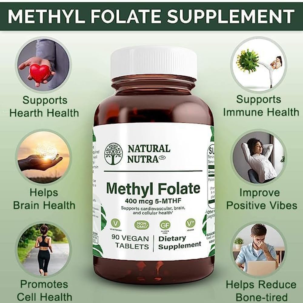 Natural Nutra Active Methyl Folate Vitamin B9 - 90 Tablets - image 3