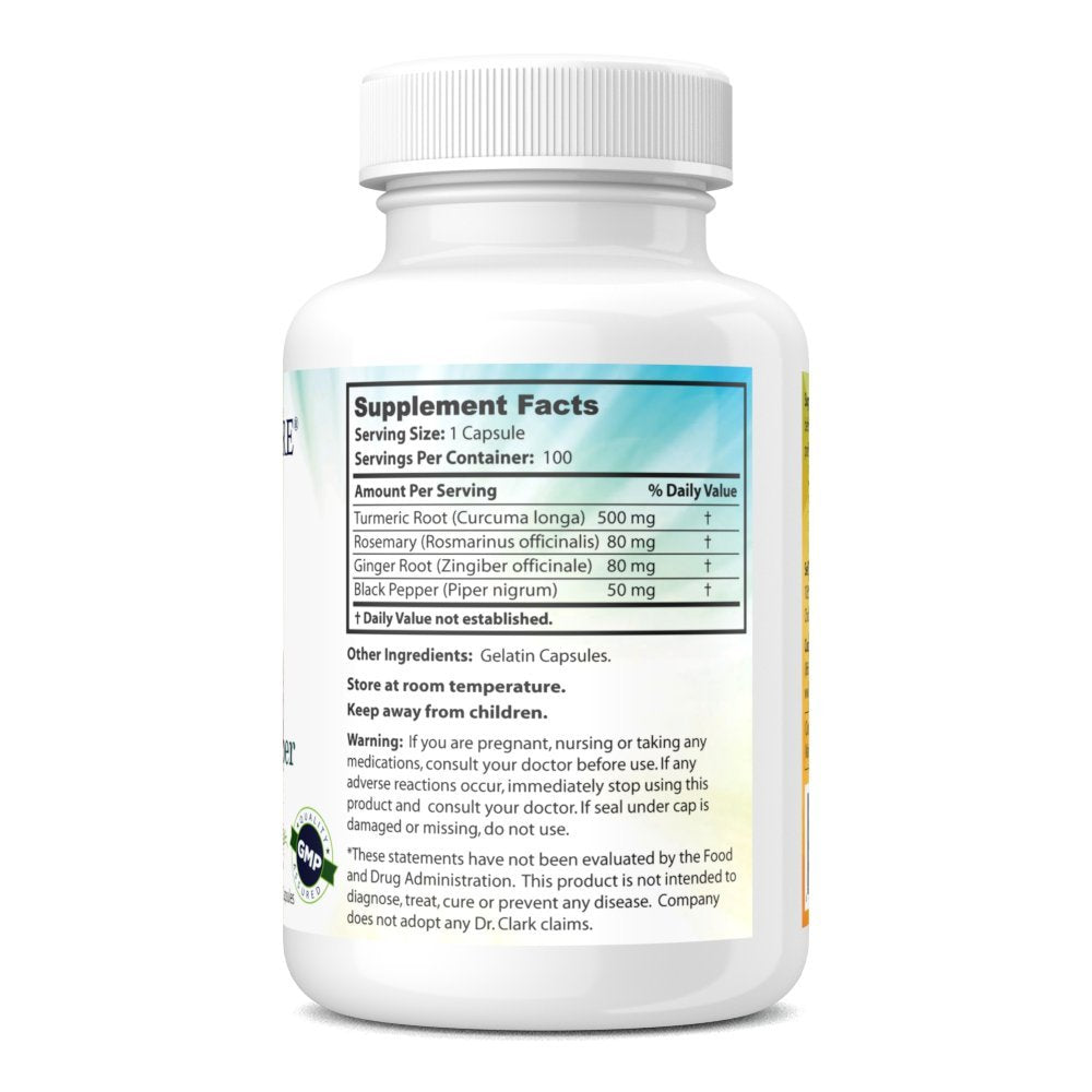 Dr Clark Turmeric & Black Pepper Extract Supplement - 100 Capsules - image 4