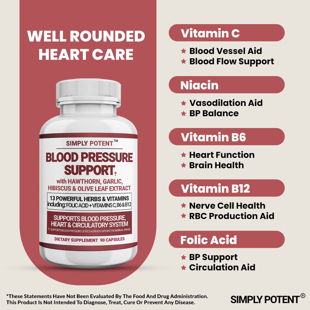 Simply Potent Blood Pressure Support Supplement - 90 Capsules - image 4