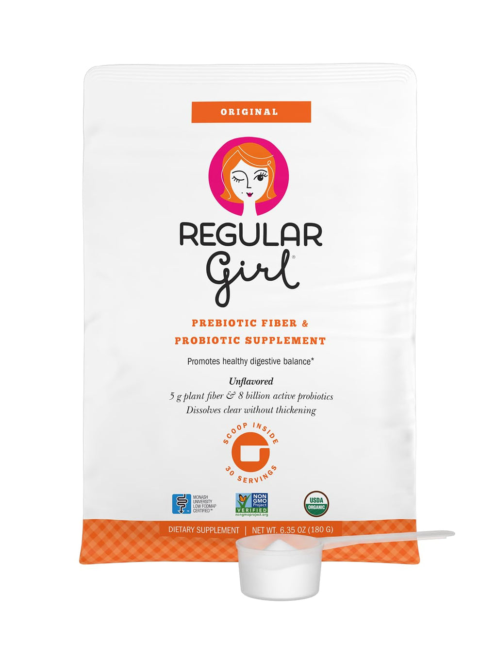 Regular Girl Organic Prebiotic Fiber & Probiotics Powder - 30 Servings