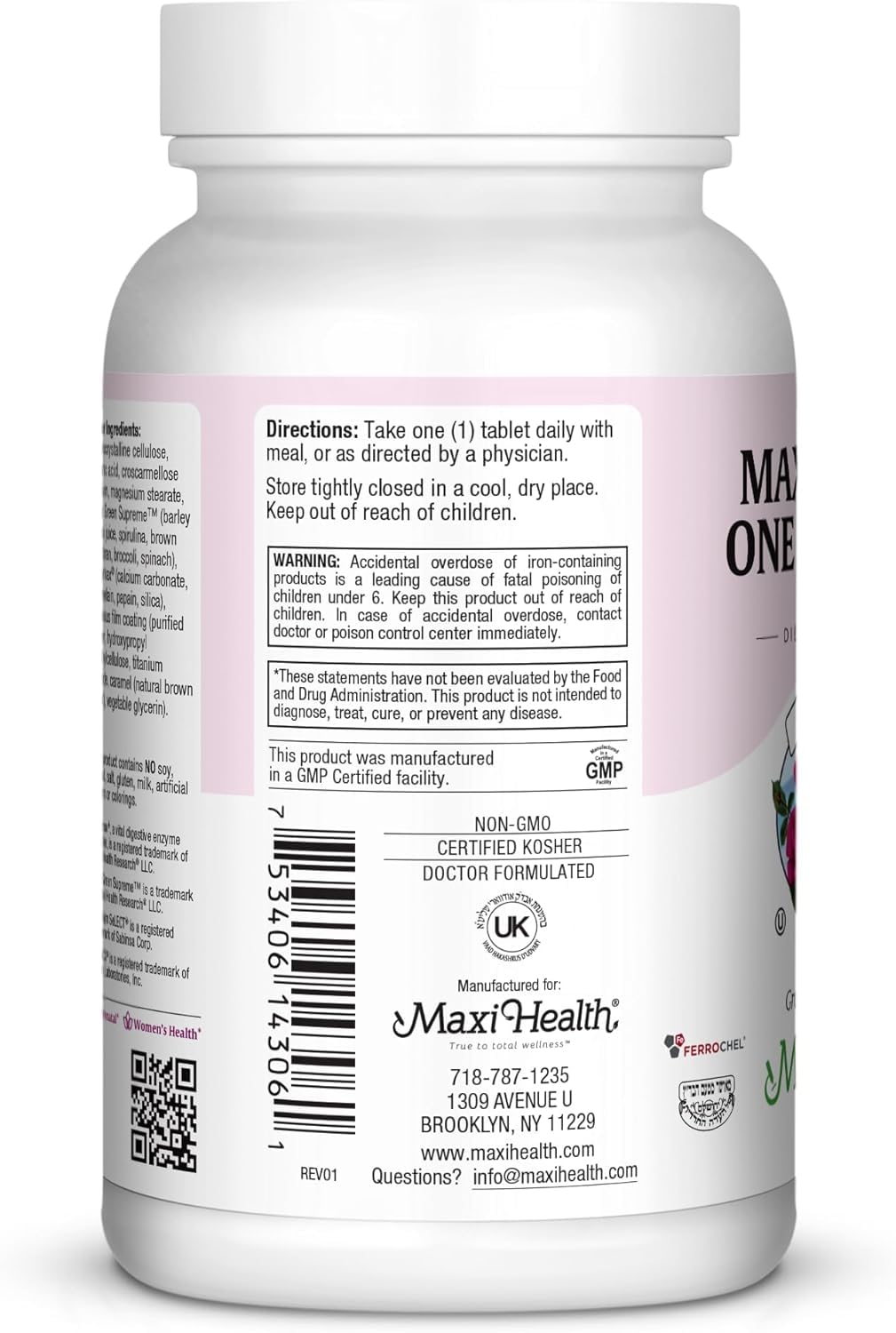 Maxi Health One Prenatal Vitamins with Iron & Folate - 60 Tablets - image 6