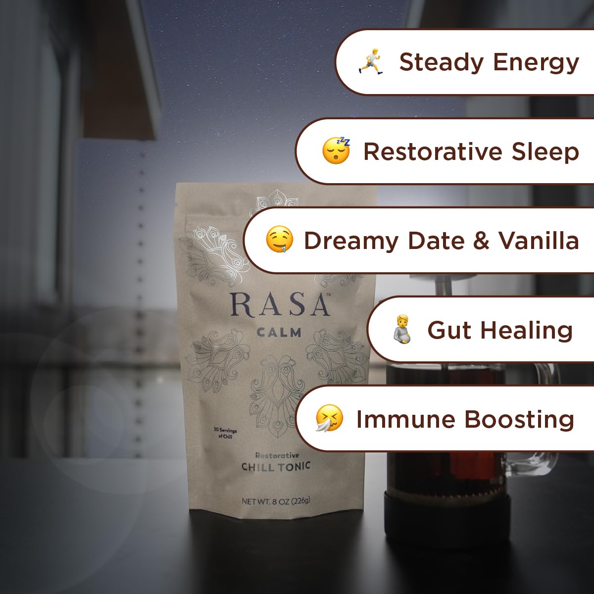 Rasa Koffee Calm Adaptogenic Mushroom Sleep Tonic - 8 oz - image 2