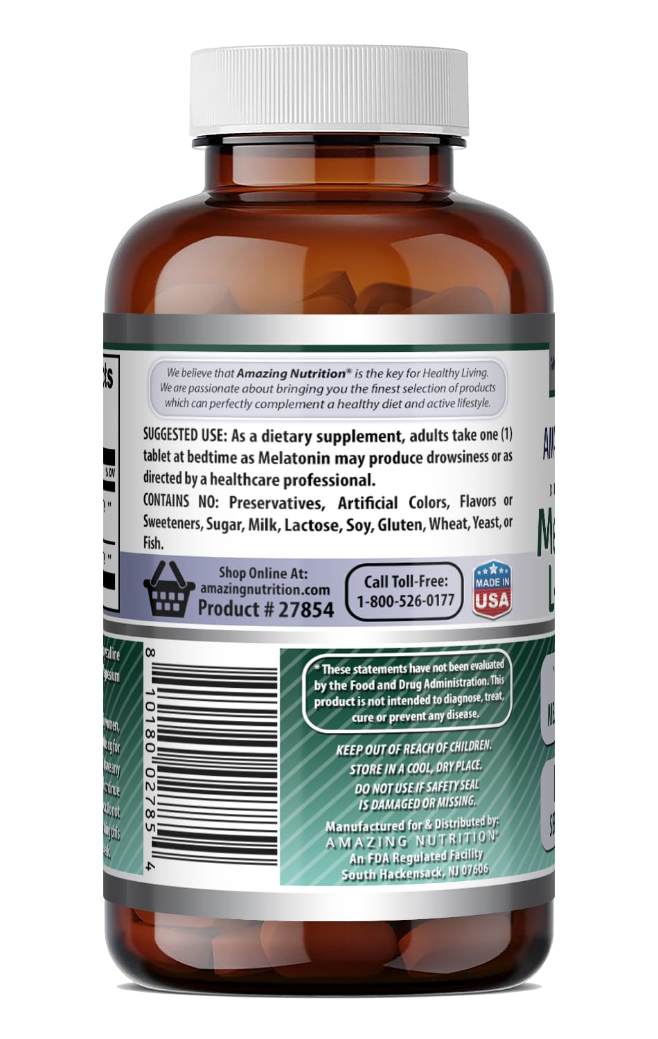 Amazing Formulas Melatonin 10 Mg Plus L-Theanine 5.5 Mg Supplement