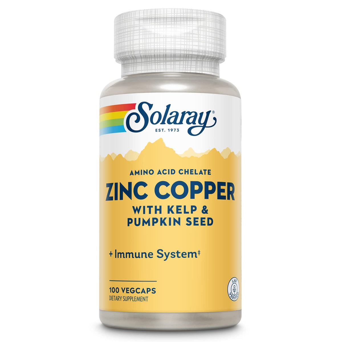 SOLARAY Zinc Copper Amino Acid Chelate - 100 Vegetarian Capsules