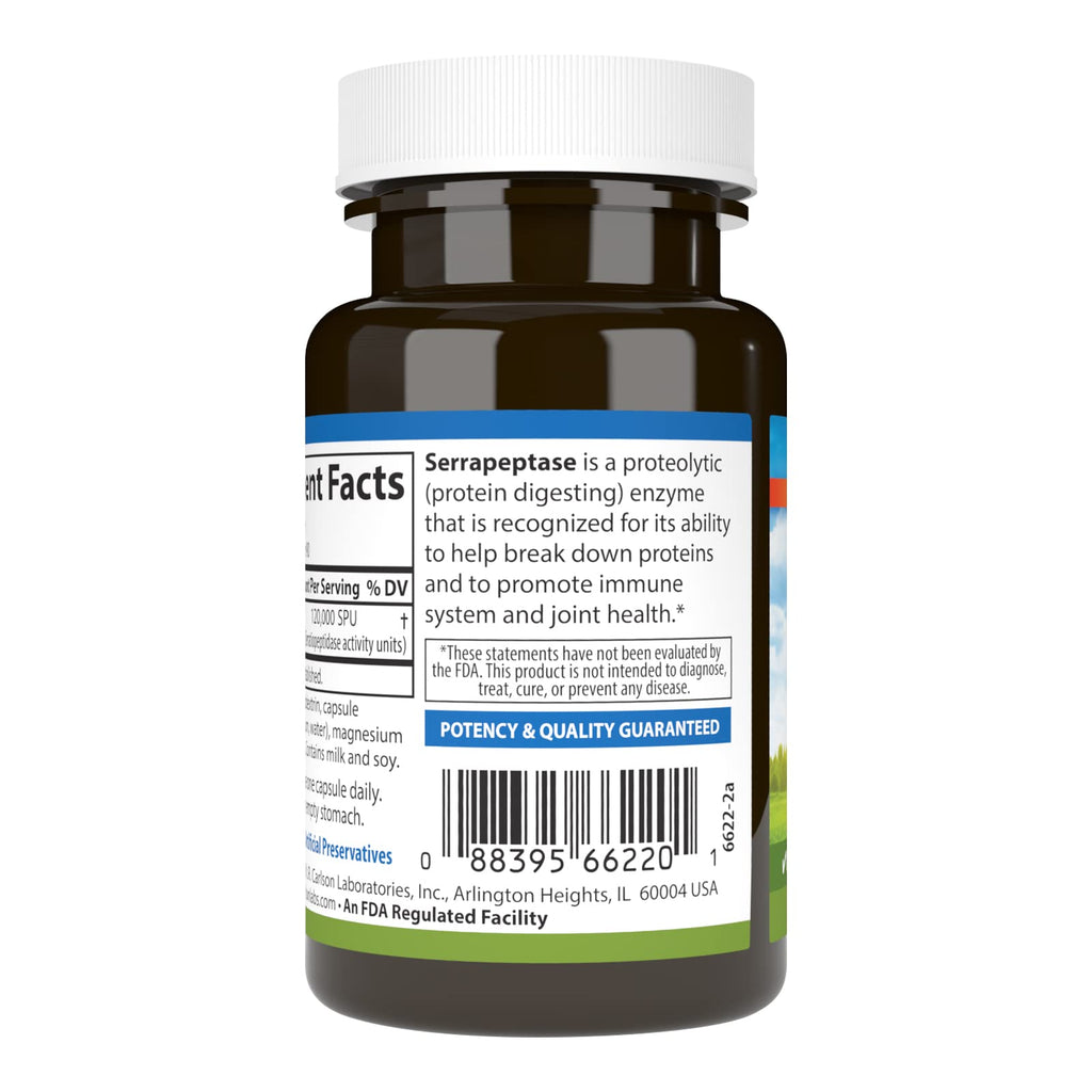 Carlson Serrapeptase 120000 SPUs Delayed Release - 90 Vegetarian Capsules - image 3