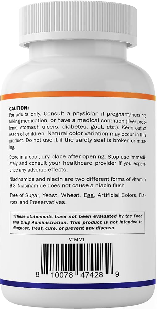 Vitamatic Niacinamide 500 mg Vitamin B3 for Energy - 240 Tablets - image 9