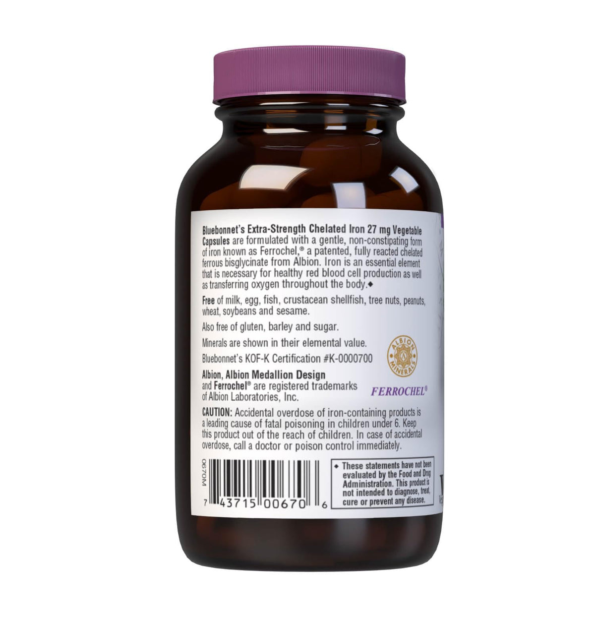 BlueBonnet Albion Extra-Strength Chelated Iron 27 mg - 90 Vegetable Capsules - image 8