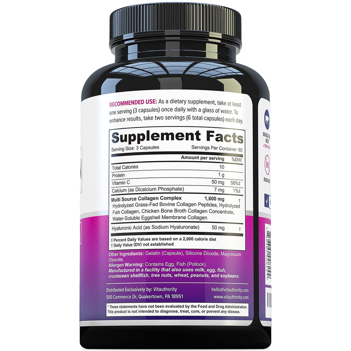 Vitauthority Multi Collagen Peptides Plus Hyaluronic Acid and Vitamin