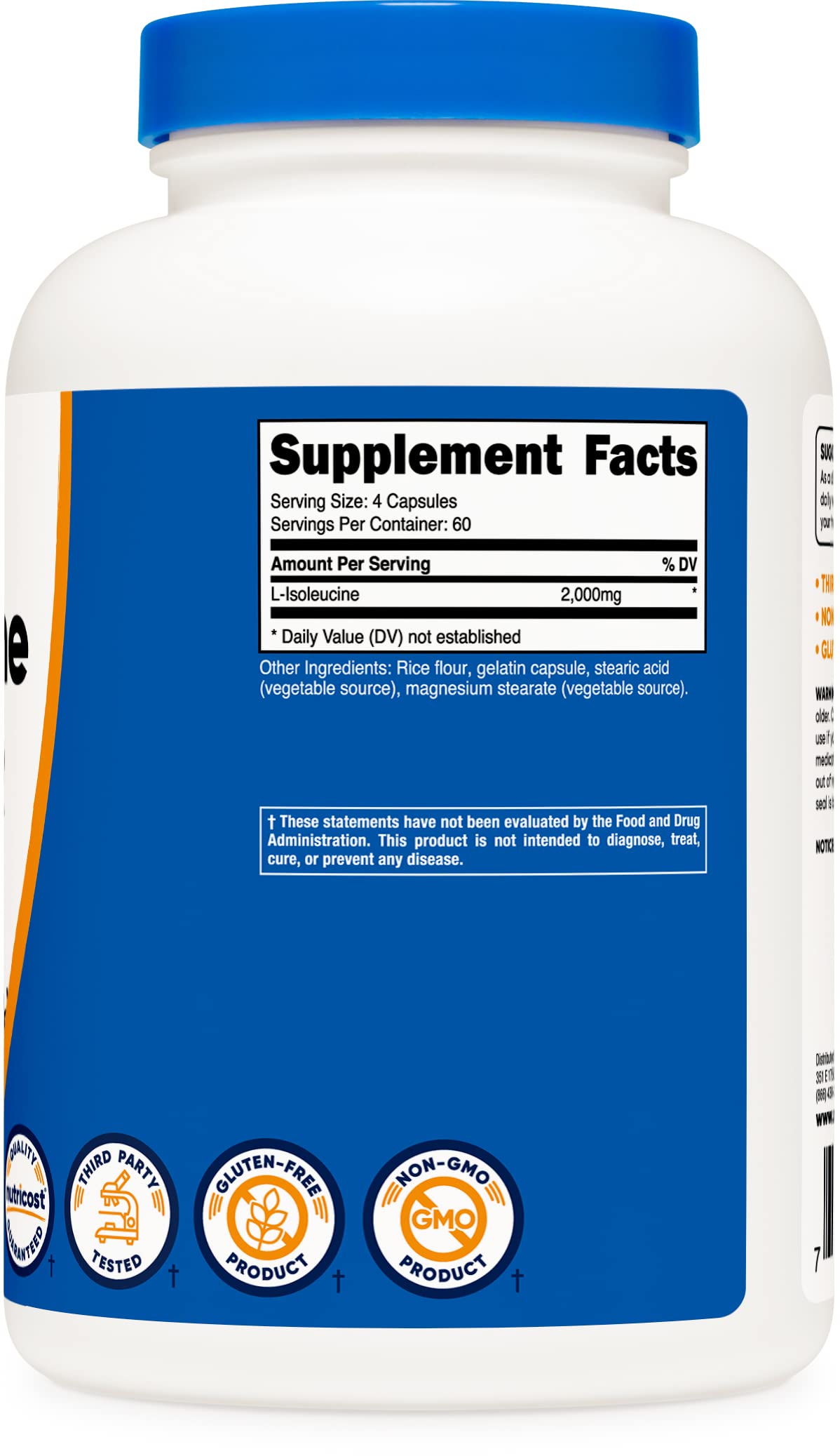 Nutricost L-Isoleucine 2000mg Per Serving, 240 Capsules (60 Servings)