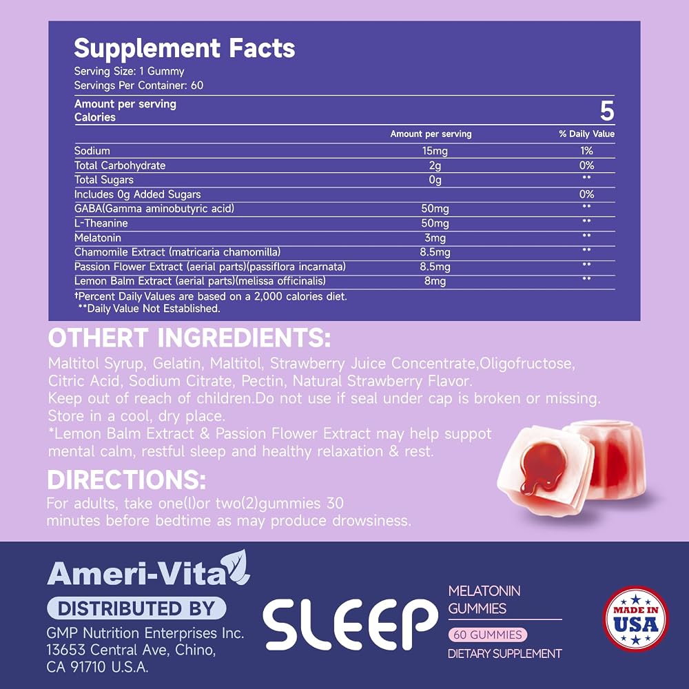 Ameri-Vita Sleep Gummies with Melatonin 3mg - 60 Count - image 6