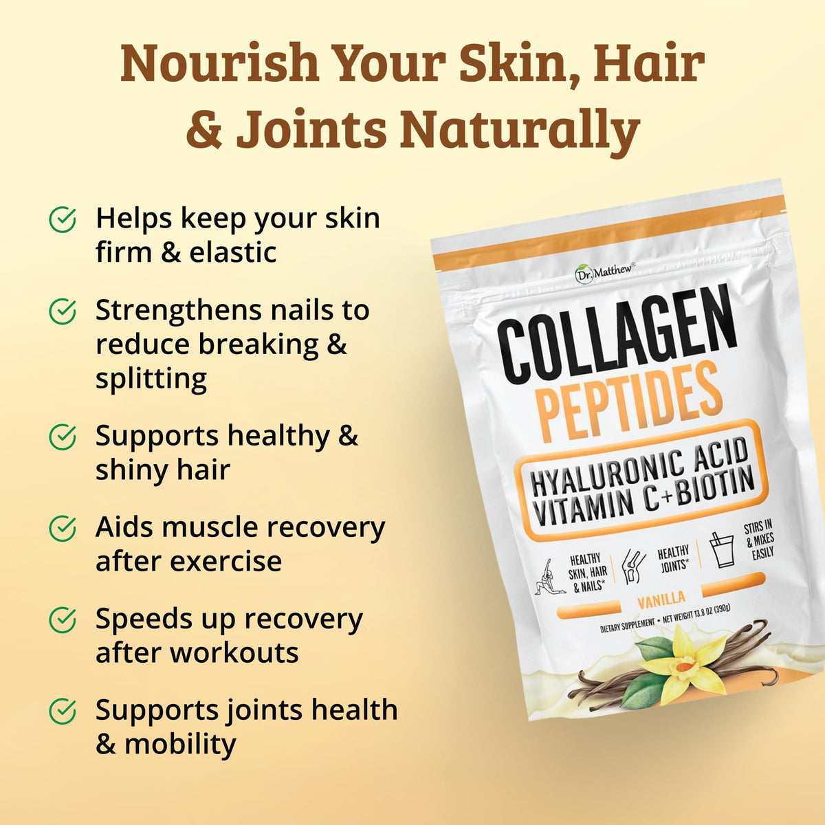 Dr. Matthew Vanilla Collagen Protein Powder - 13.8 oz - image 5