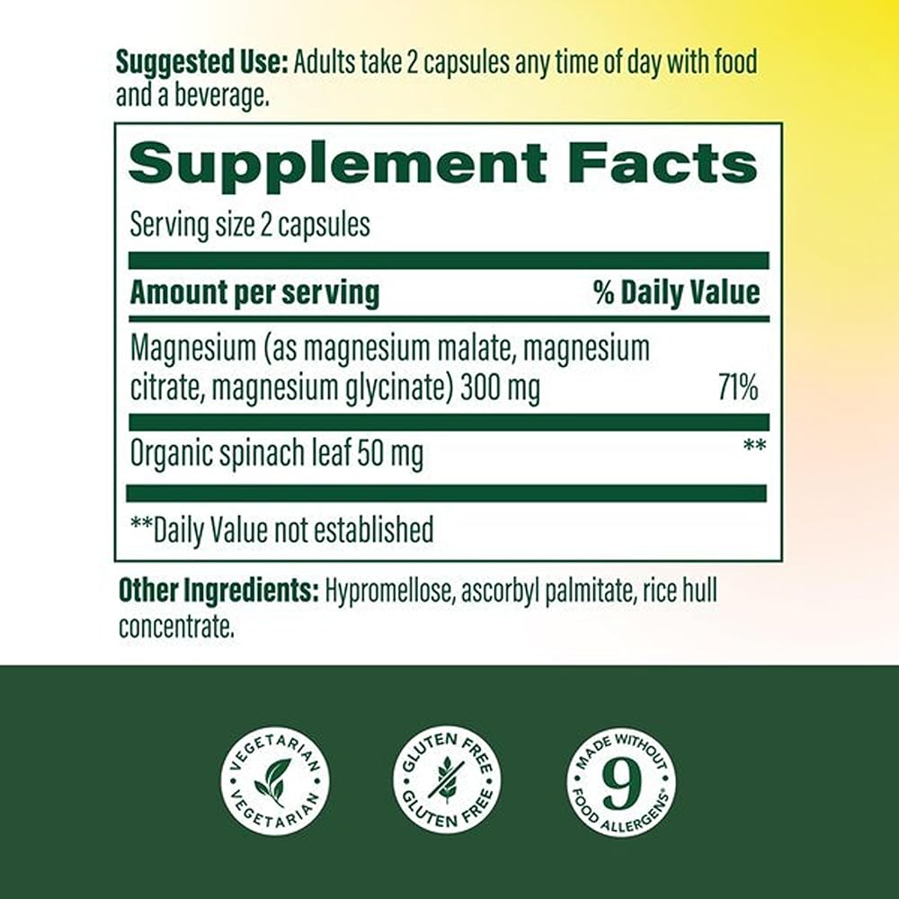 MegaFood Magnesium Glycinate, Malate, Citrate 300mg - 120 Capsules - image 3