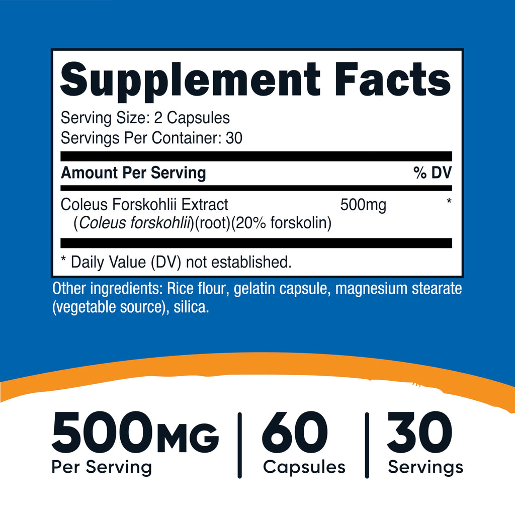 Nutricost Coleus Forskohlii 500mg Capsules - Maximum Strength Formula