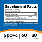 Nutricost Coleus Forskohlii 500mg Capsules - Maximum Strength Formula