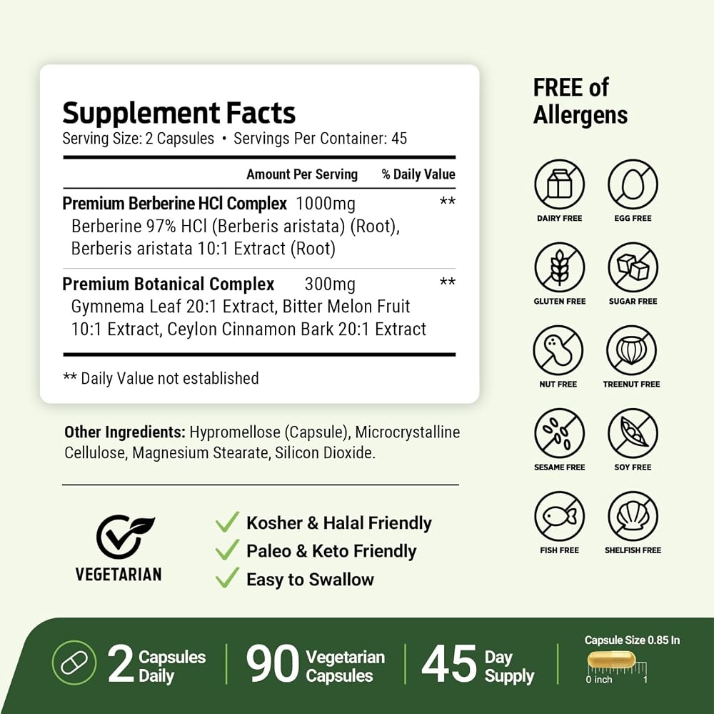 ForestLeaf Berberine Supplement - 1300mg per Serving - Ultra High