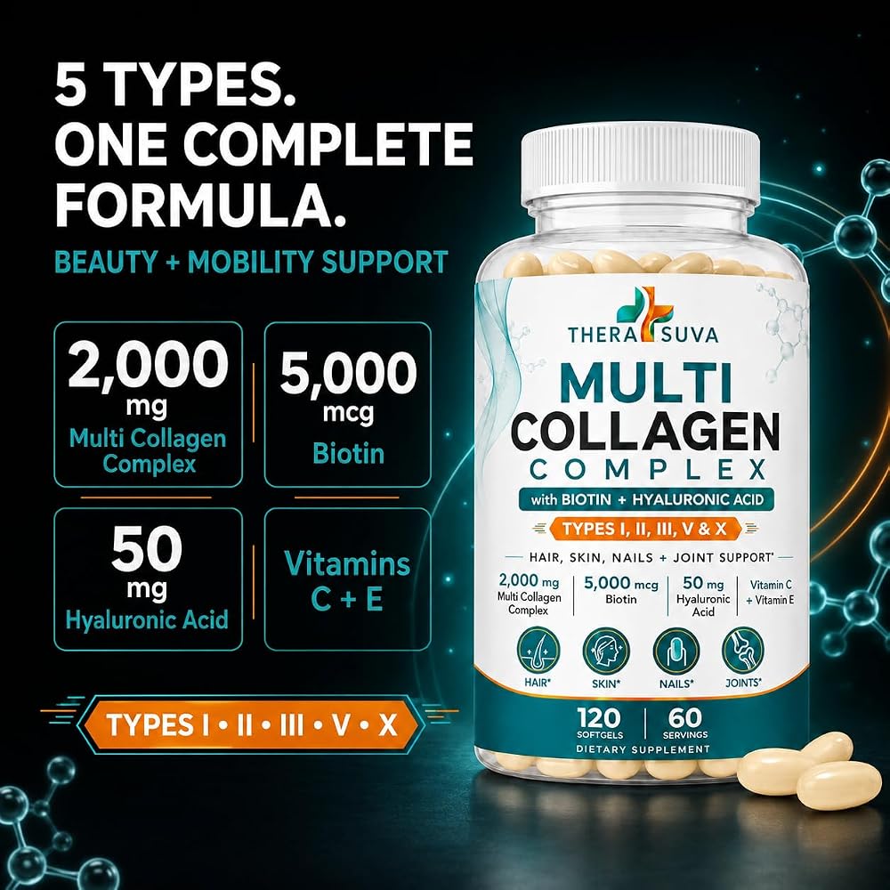 TheraSuva Multi-Collagen Complex Supplement - 120 Softgels - image 3