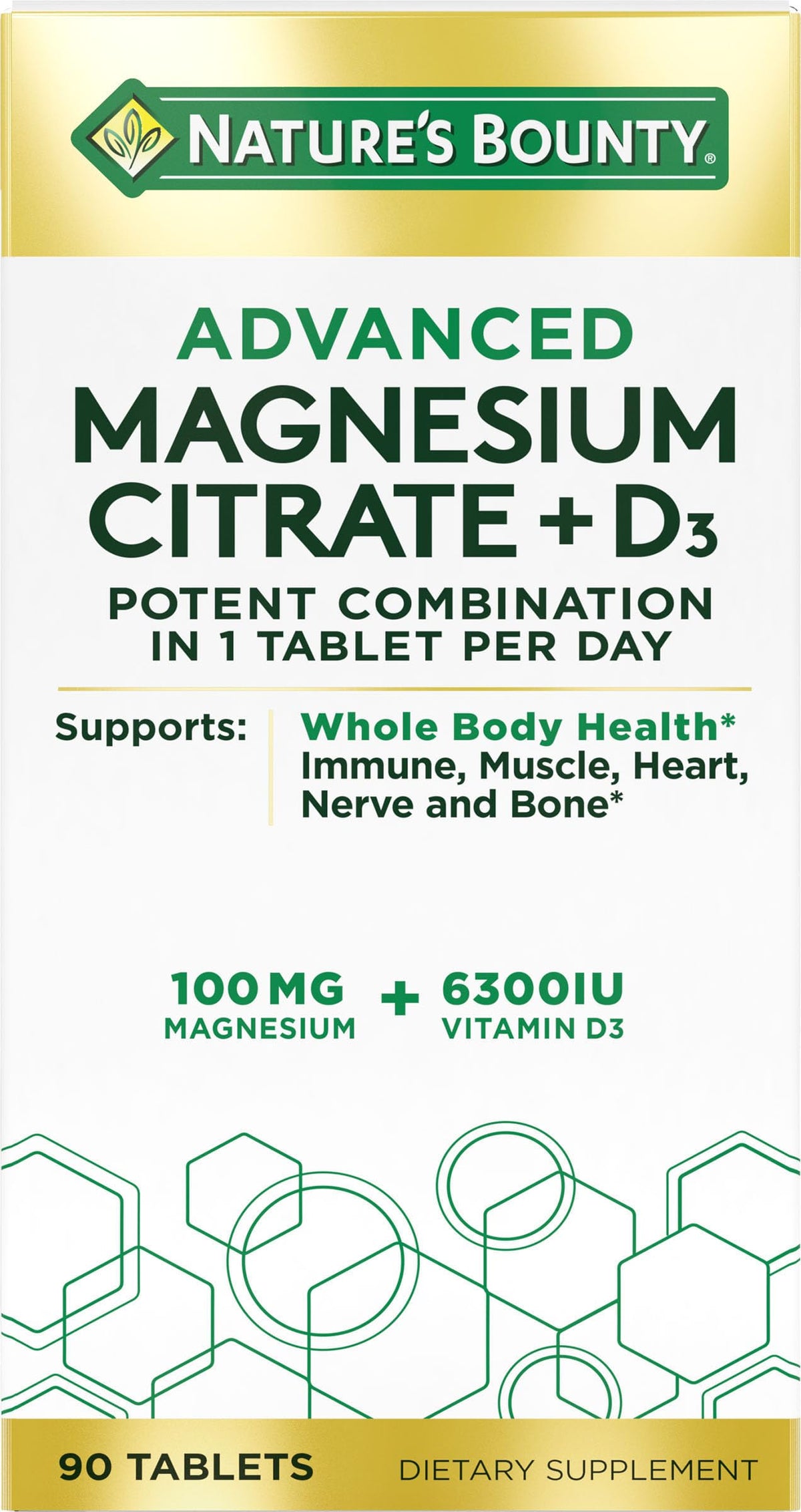 Nature's Bounty Advanced Vitamin D3 with Magnesium Citrate - 90 Tablets