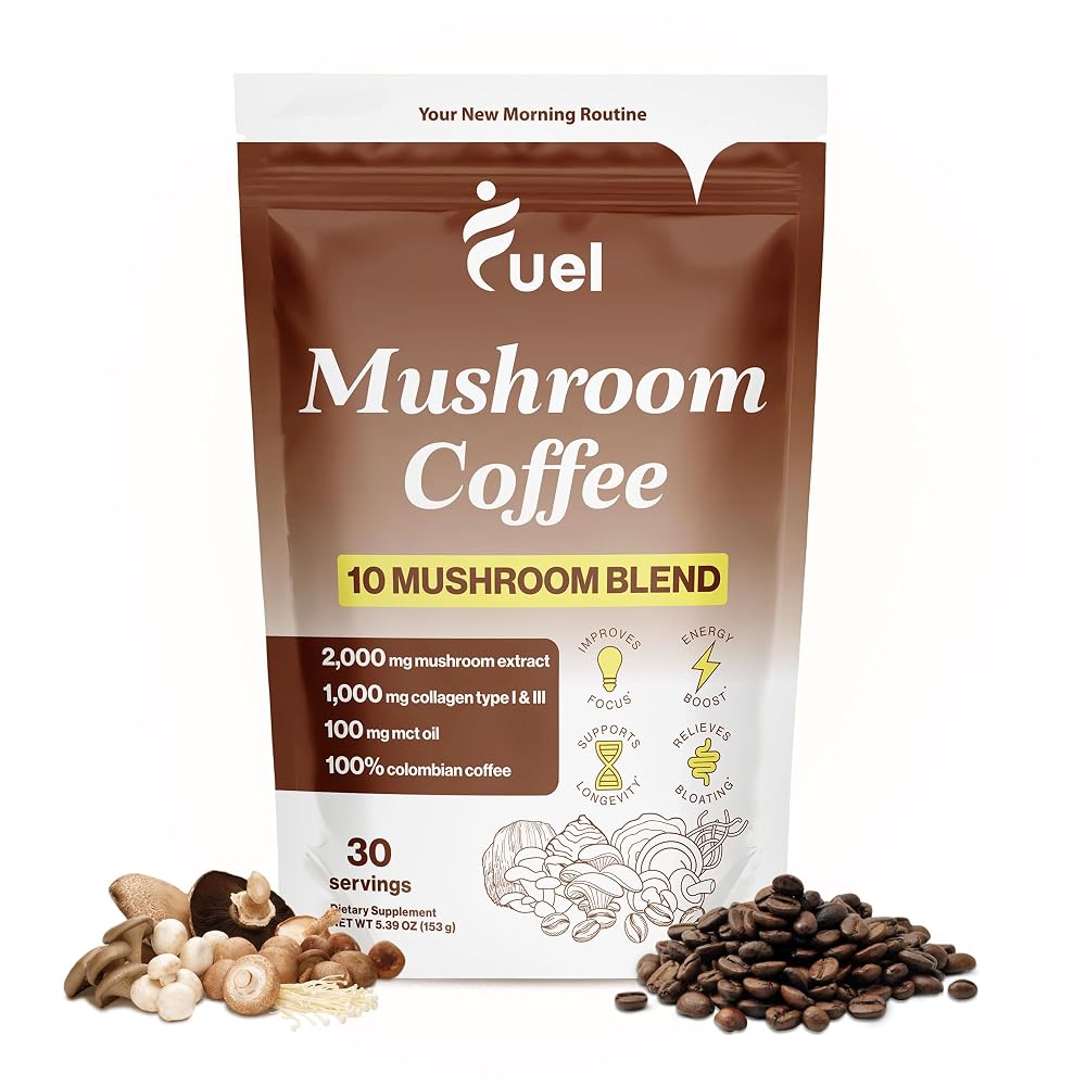 Fuel Brain Boost Mushroom Coffee with Collagen - 30 Servings
