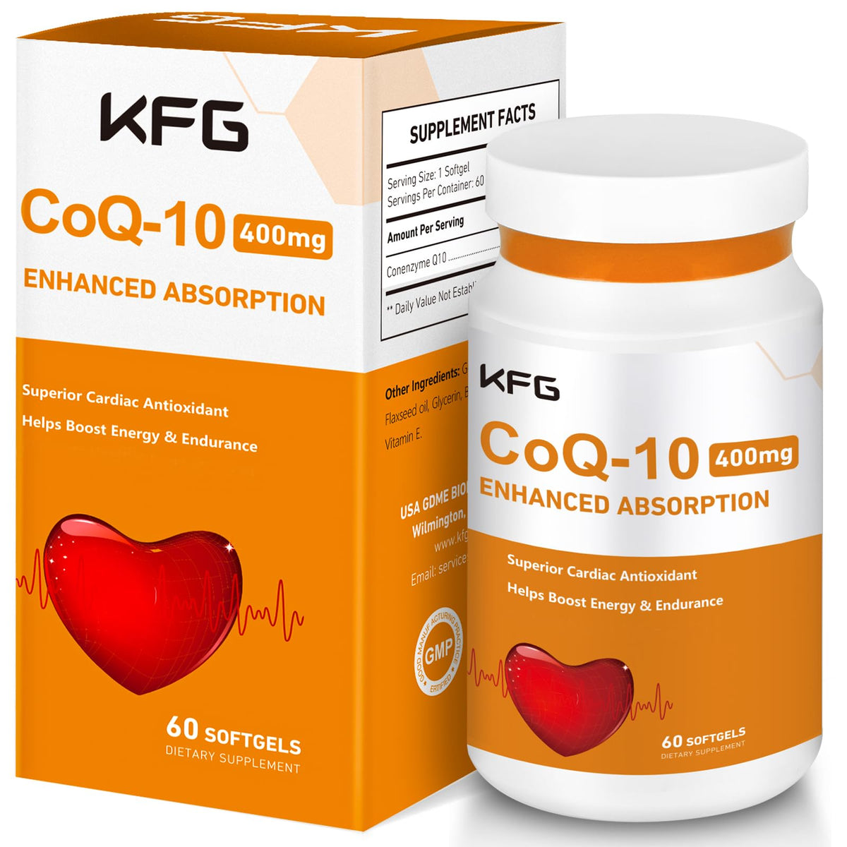 KFG CoQ10 400mg Softgels for Heart Health - 60 Softgels